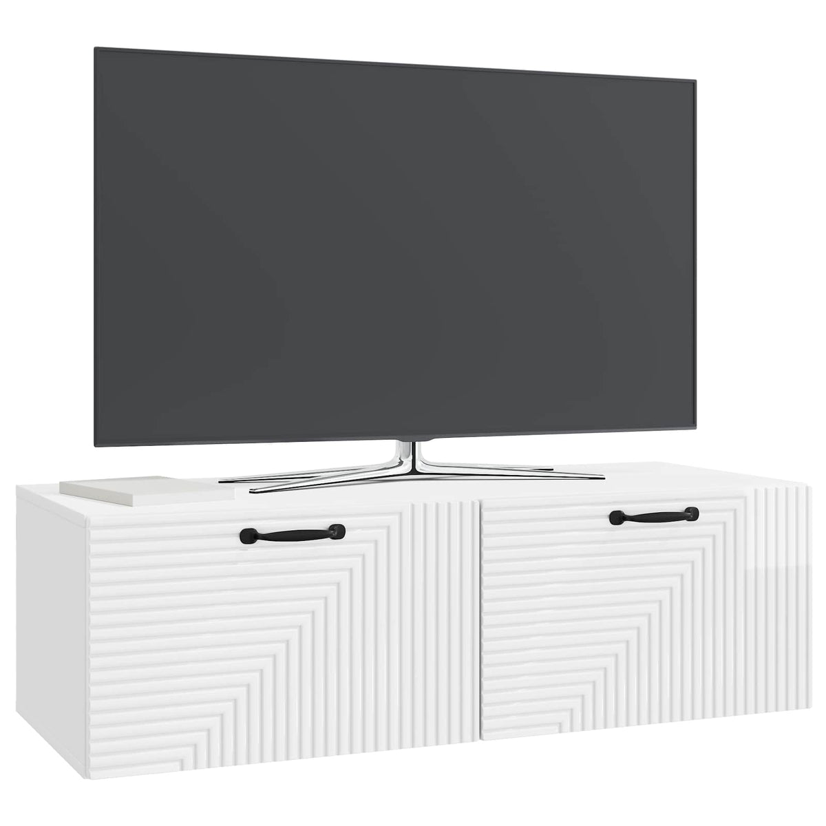 Wandmontierter TV-Schrank Hochglanz Weiß 98 x 41 x 30 cm