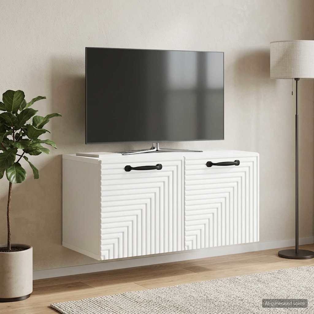 Wandmontierter TV-Schrank Weiß 59,5 x 31 x 30 cm Holzwerkstoff