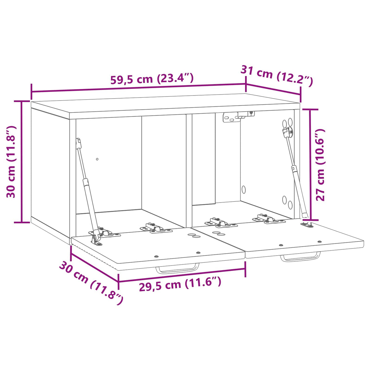 Wandmontierter TV-Schrank Weiß 59,5 x 31 x 30 cm Holzwerkstoff
