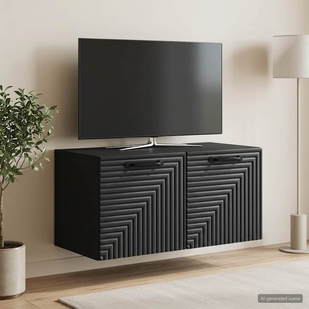 Wandmontierter TV-Schrank Schwarz 59,5 x 31 x 30 cm