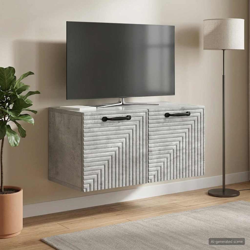 Wandmontierter TV-Schrank Betongrau 59,5 x 31 x 30 cm