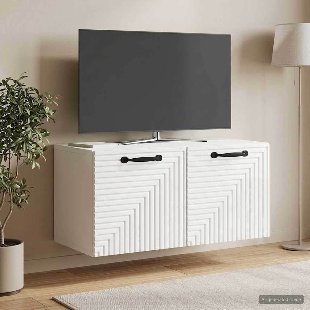 Wandmontierter TV-Schrank Hochglanz Weiß 59,5 x 31 x 30 cm