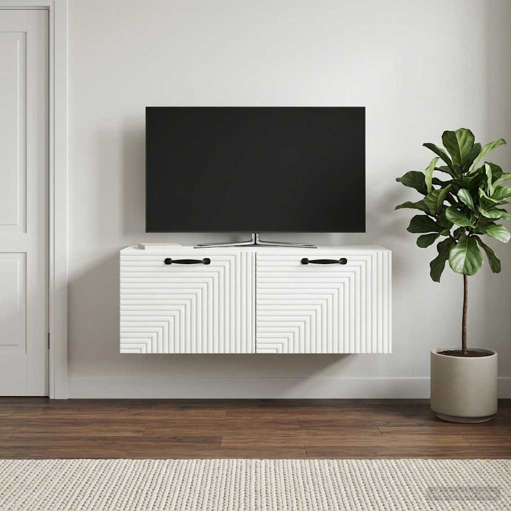 Wandmontierter TV-Schrank Weiß 78,5 x 31 x 30 cm Holzwerkstoff