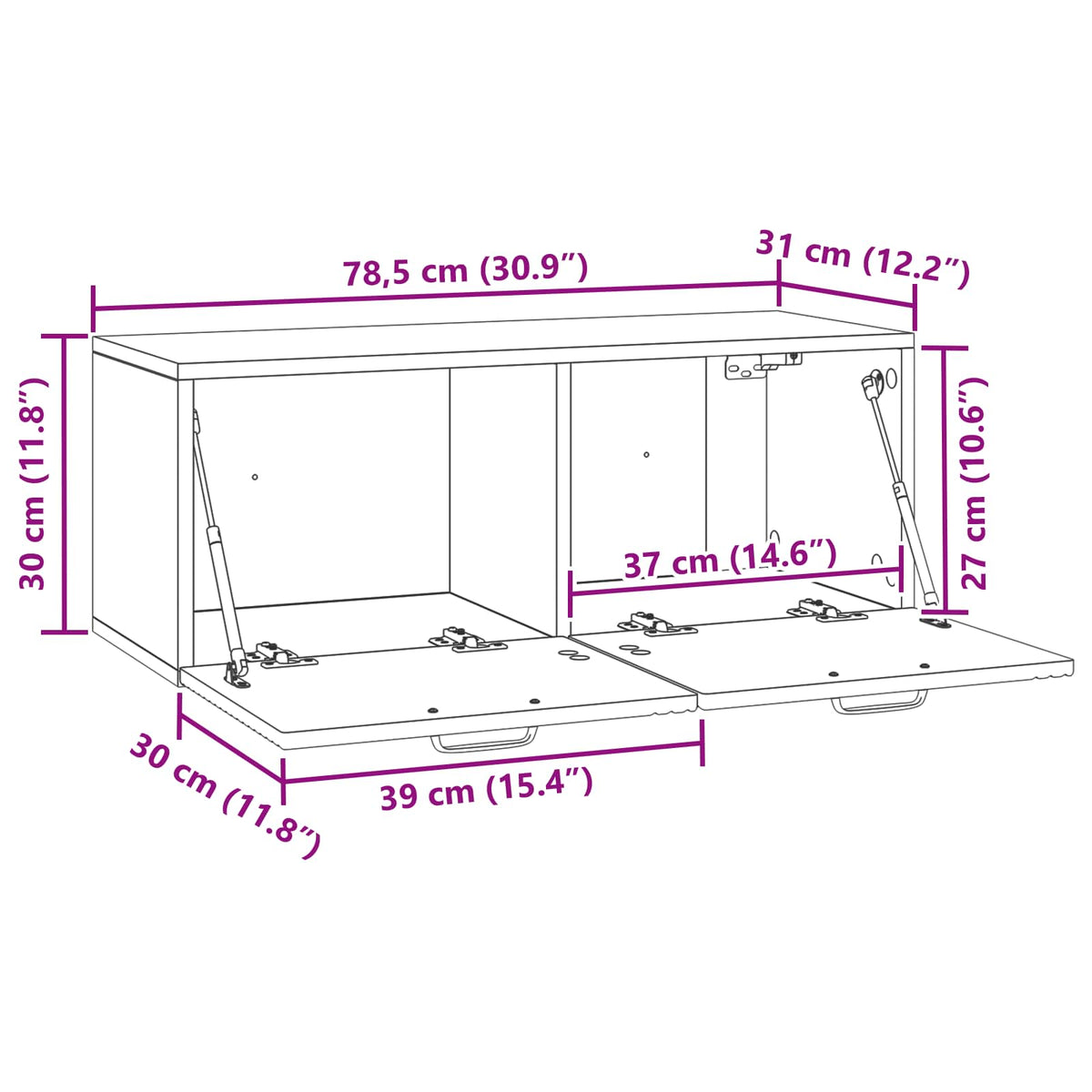 Wandmontierter TV-Schrank Weiß 78,5 x 31 x 30 cm Holzwerkstoff