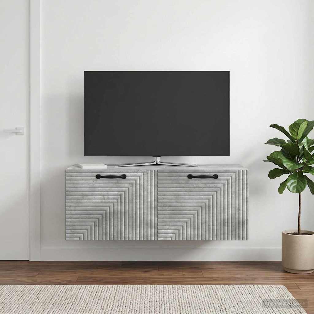 Wandmontierter TV-Schrank Betongrau 78,5 x 31 x 30 cm