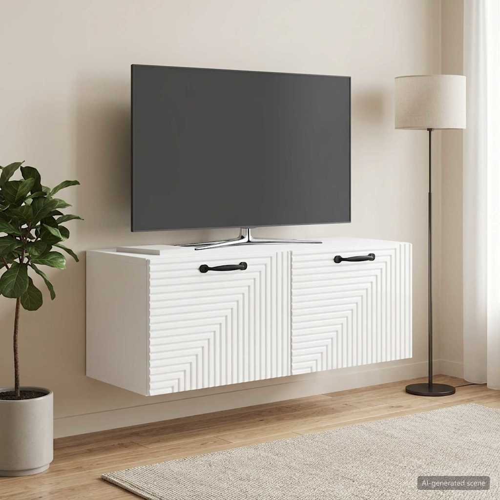 Wandmontierter TV-Schrank Hochglanz Weiß 78,5 x 31 x 30 cm
