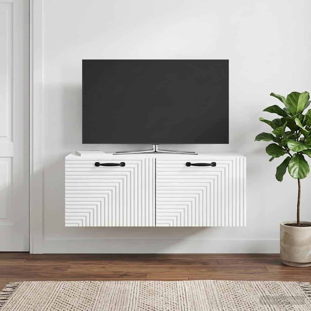 Wandmontierter TV-Schrank Hochglanz Weiß 78,5 x 31 x 30 cm