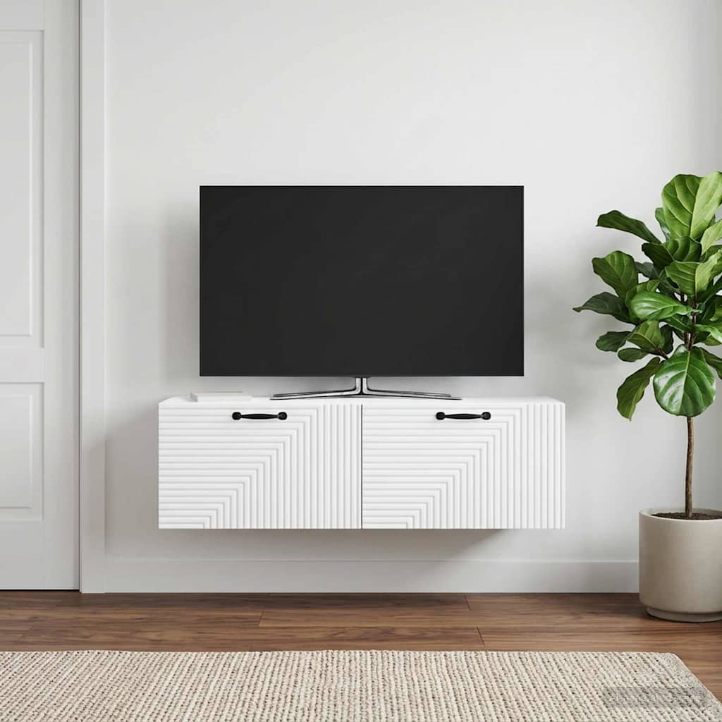 Wandmontierter TV-Schrank Weiß 98 x 31 x 30 cm Holzwerkstoff