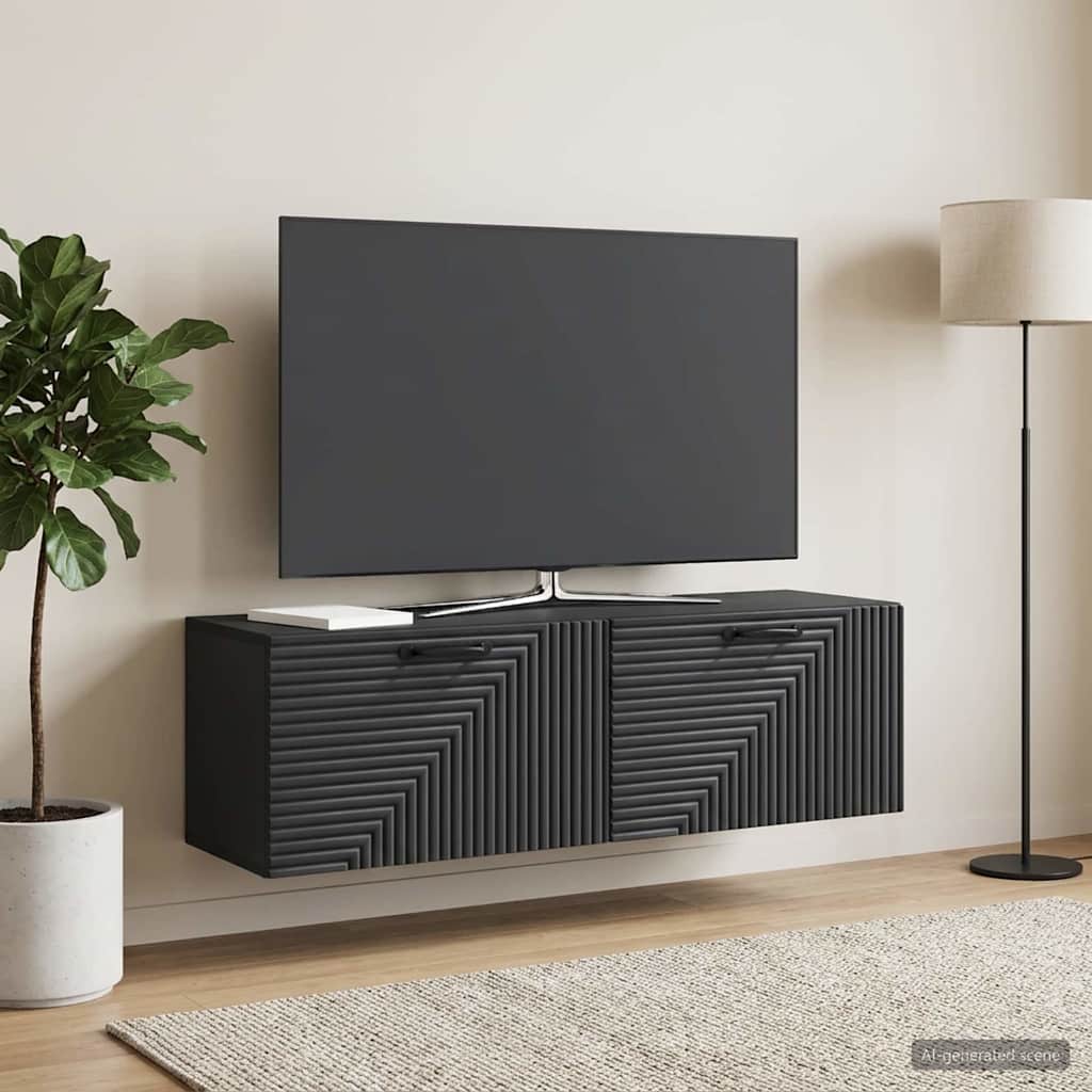 Wandmontierter TV-Schrank Schwarz 98 x 31 x 30 cm Holzwerkstoff