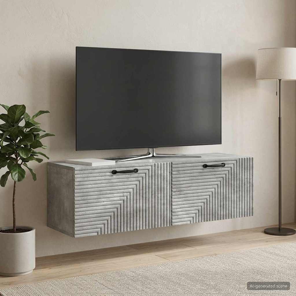 Wandmontierter TV-Schrank Betongrau 98 x 31 x 30 cm