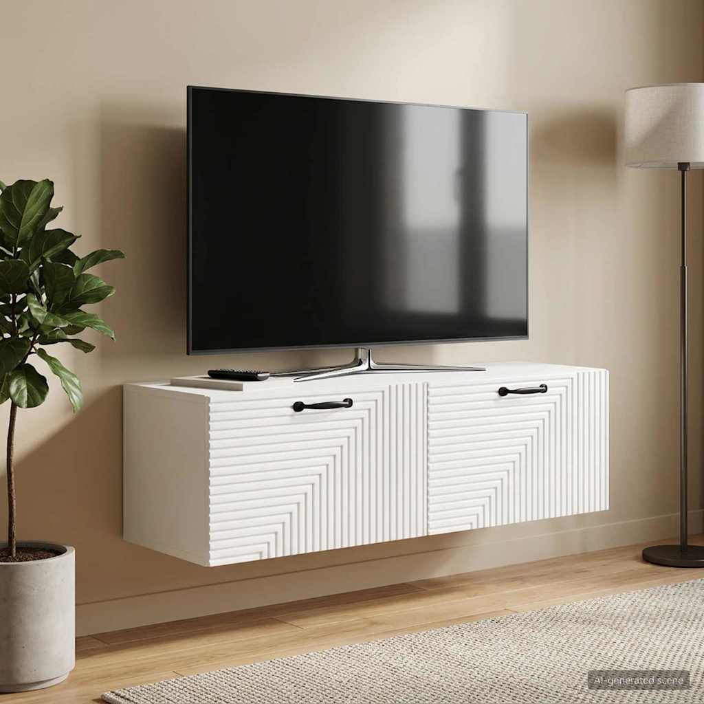 Wandmontierter TV-Schrank Hochglanz Weiß 98 x 31 x 30 cm