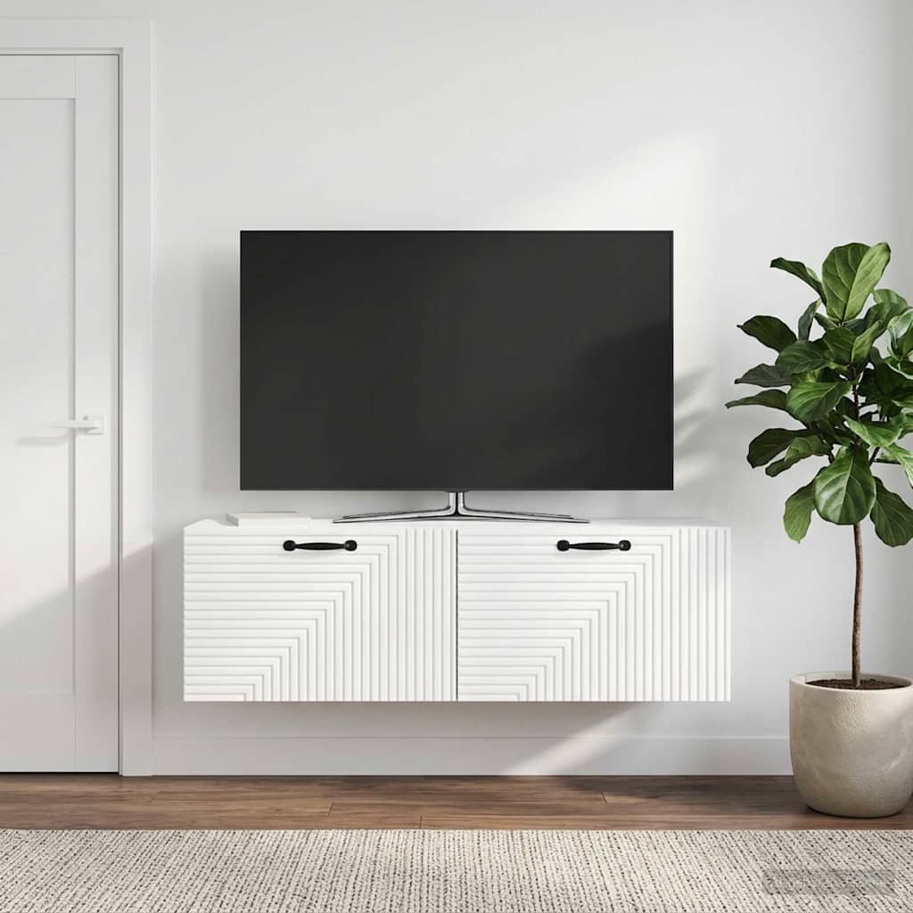 Wandmontierter TV-Schrank Hochglanz Weiß 98 x 31 x 30 cm