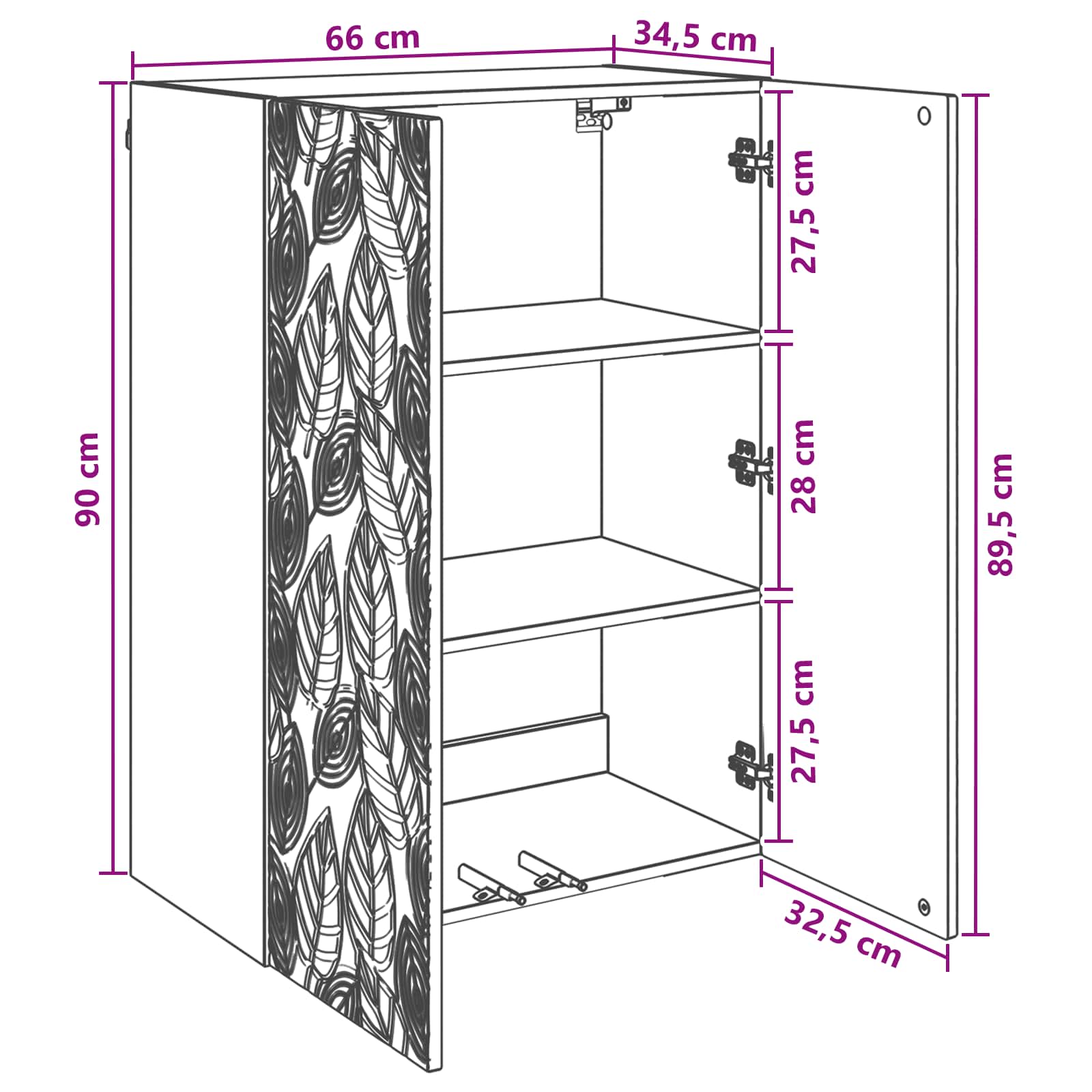 Wandschrank Weiß 66 x 34,5 x 90 cm Holzwerkstoff