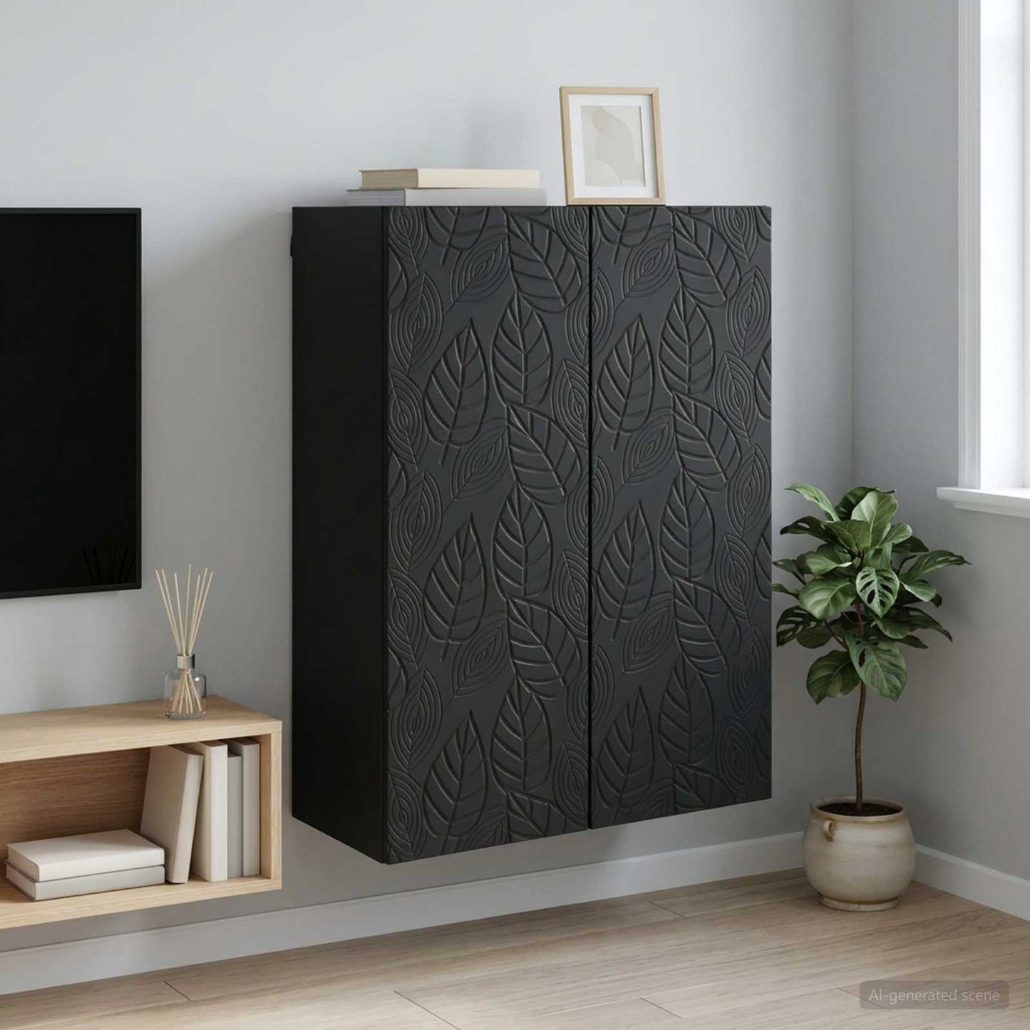 Wandschrank 66 x 34,5 x 90 cm Holzwerkstoff Schwarz