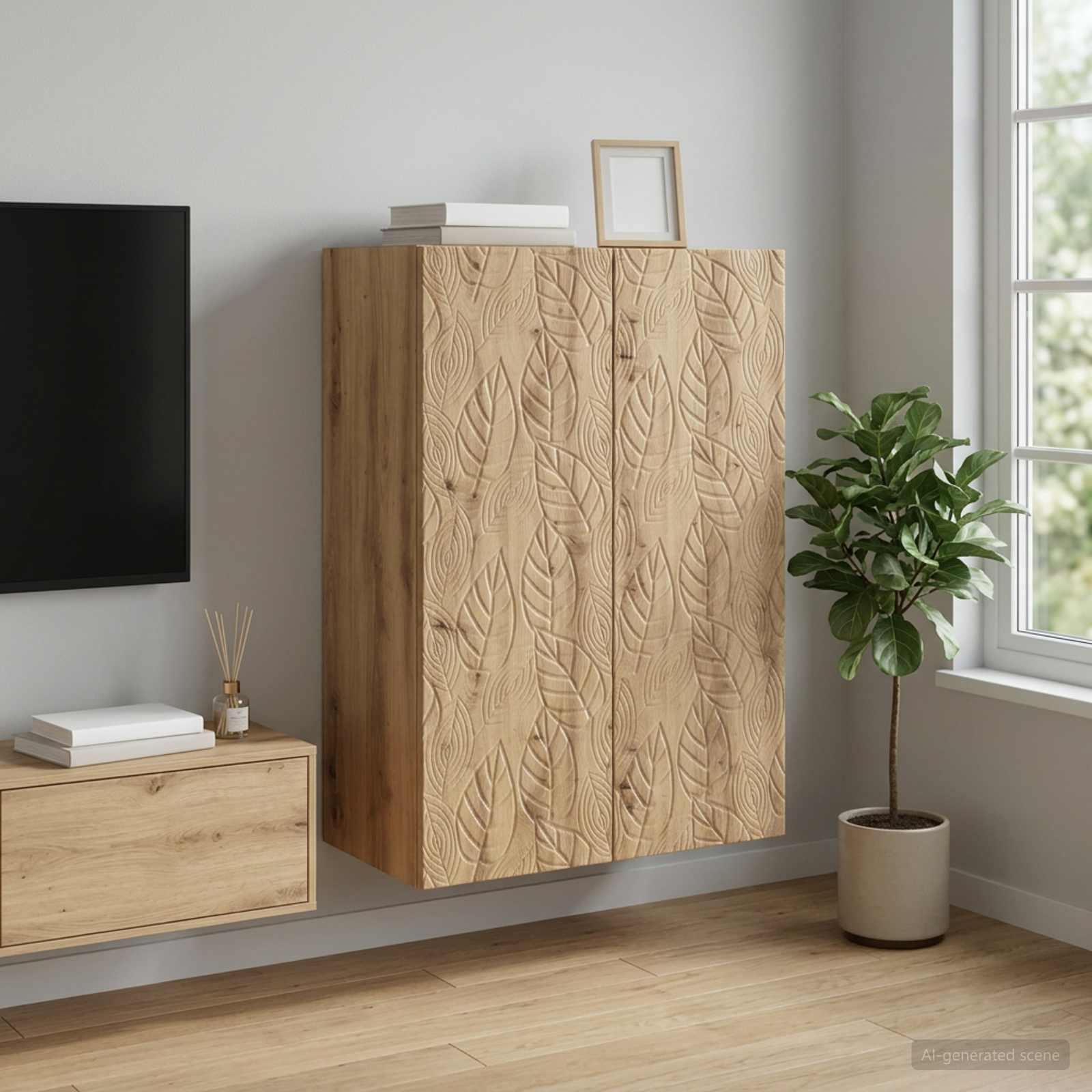 Wandschrank 66 x 34,5 x 90 cm Holzwerkstoff Artisan-Eiche