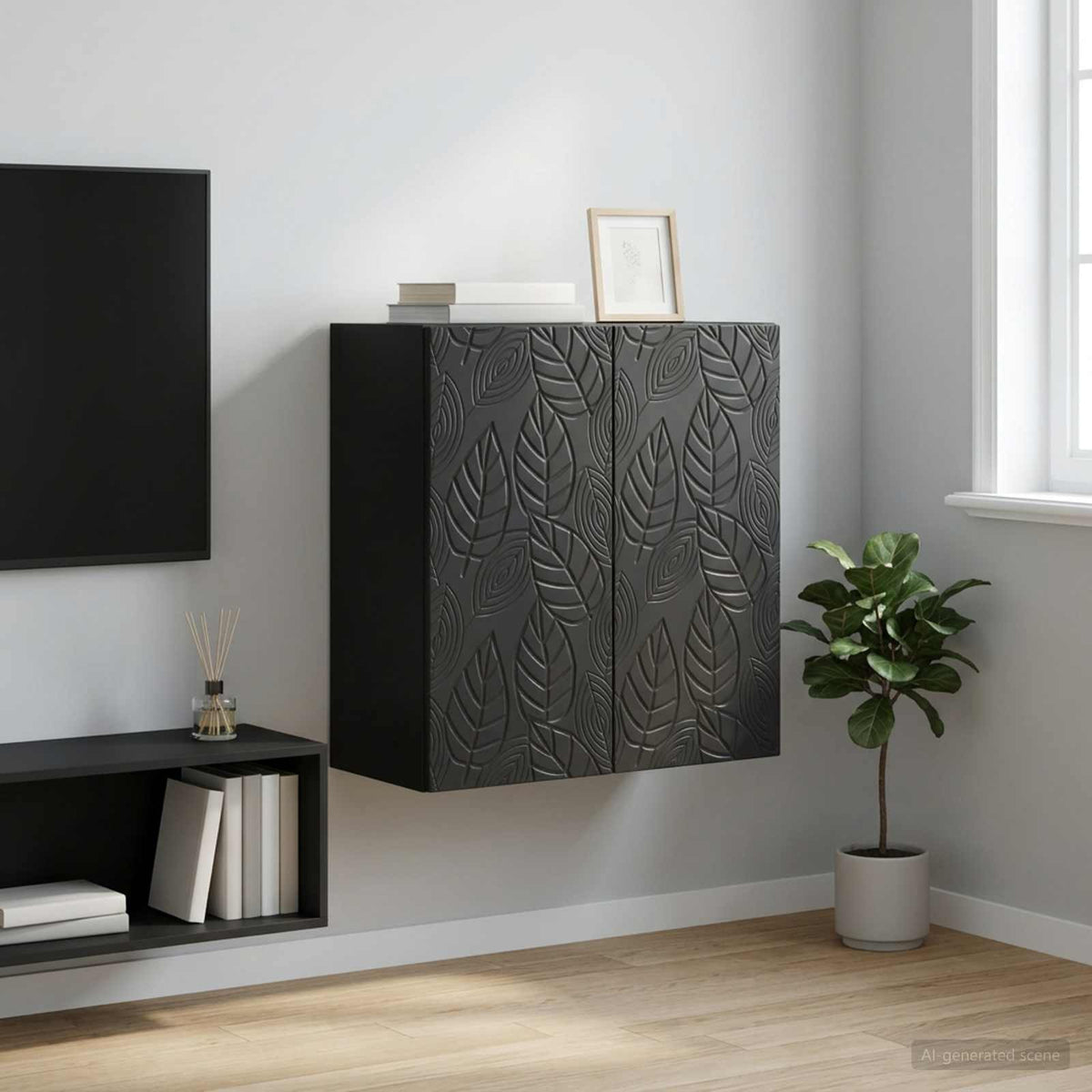 Wandschrank 59 x 31 x 60 cm Holzwerkstoff Schwarz