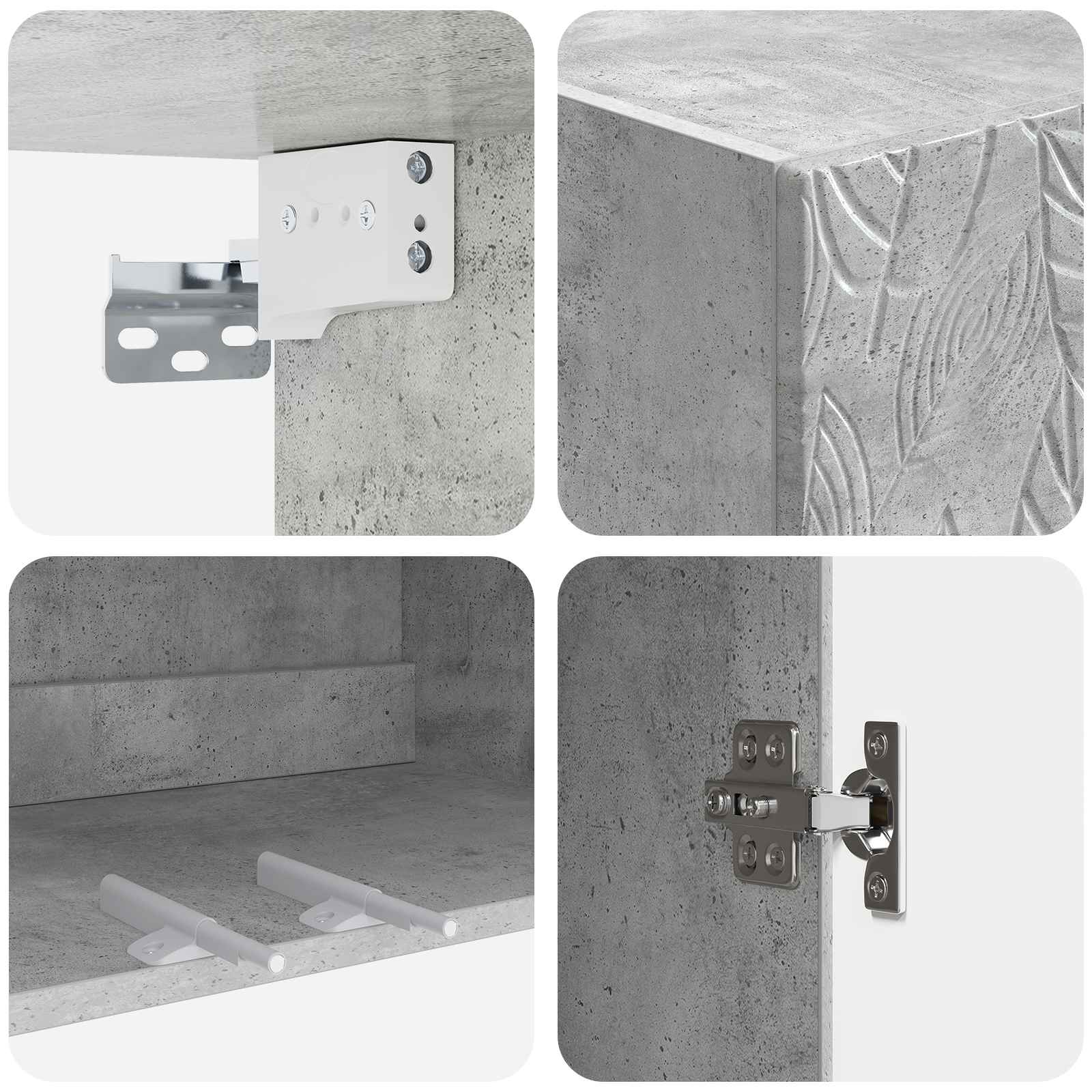 Wandschrank 59 x 31 x 60 cm Holzwerkstoff Betongrau