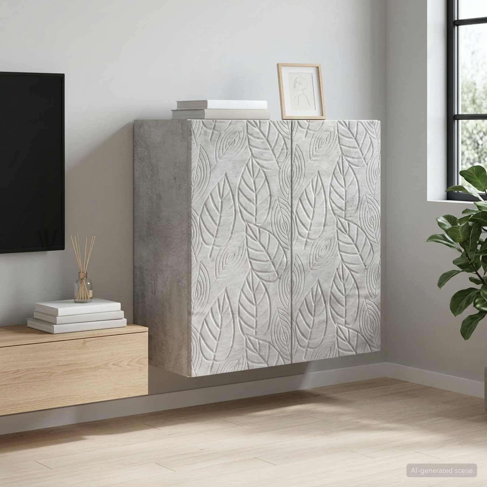 Wandschrank 59 x 31 x 60 cm Holzwerkstoff Betongrau