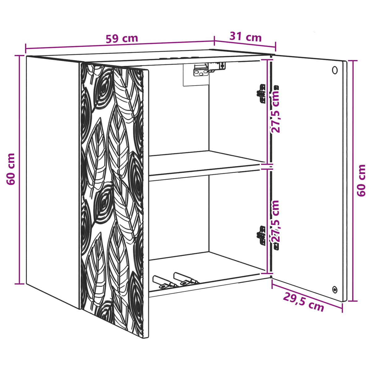 Wandschrank 59 x 31 x 60 cm Holzwerkstoff Betongrau
