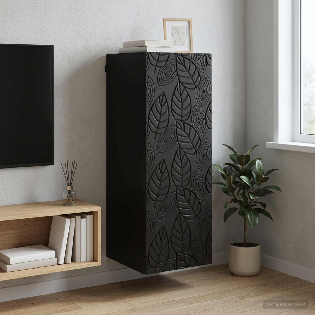 Wandschrank 33 x 34,5 x 90 cm Holzwerkstoff Schwarz