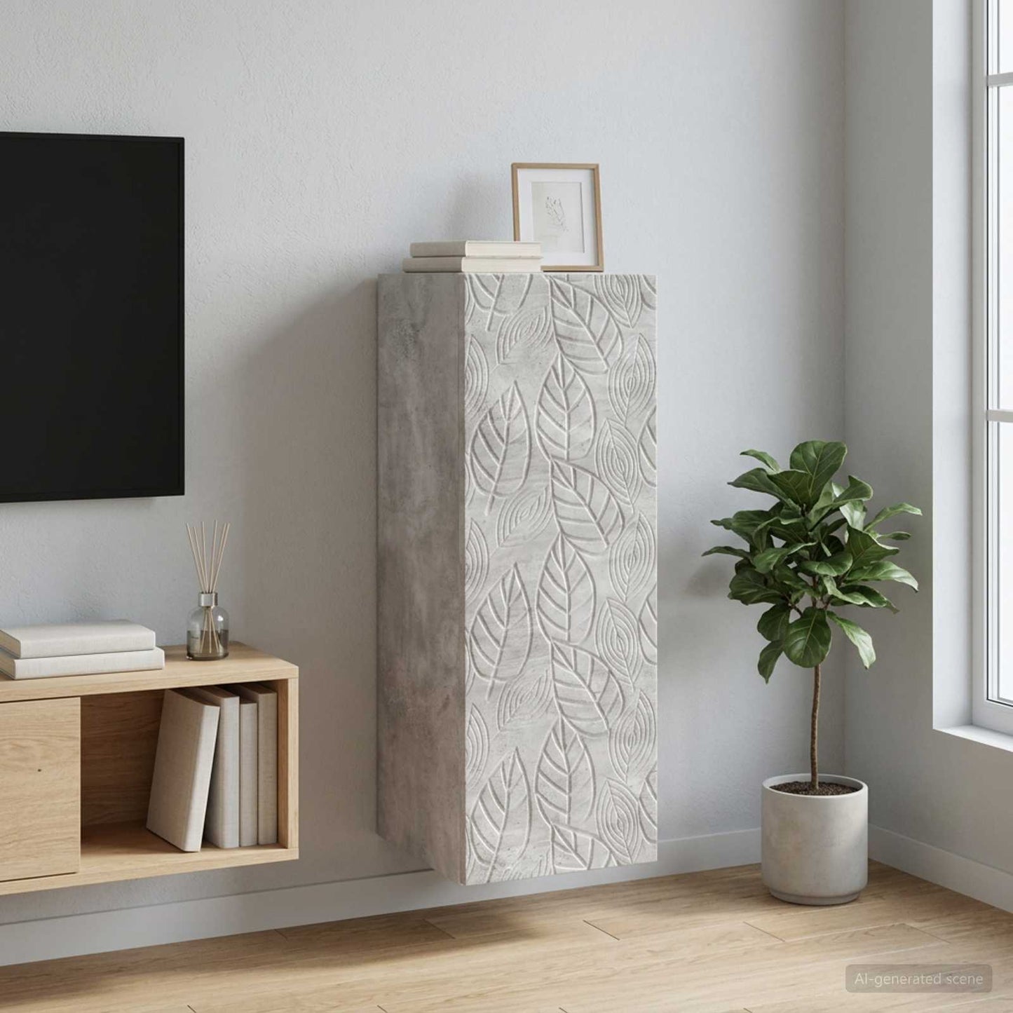 Wandschrank 33 x 34,5 x 90 cm Holzwerkstoff Betongrau