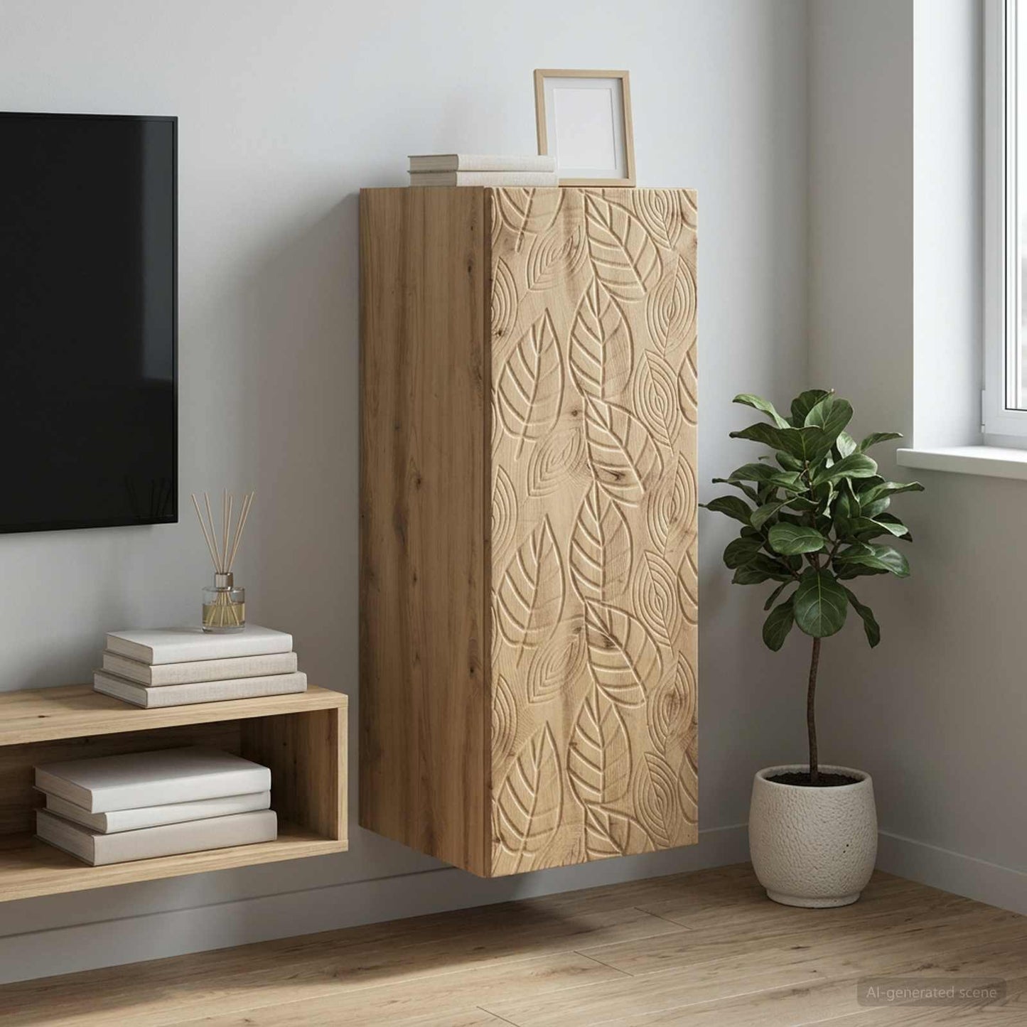 Wandschrank 33 x 34,5 x 90 cm Holzwerkstoff Artisan-Eiche