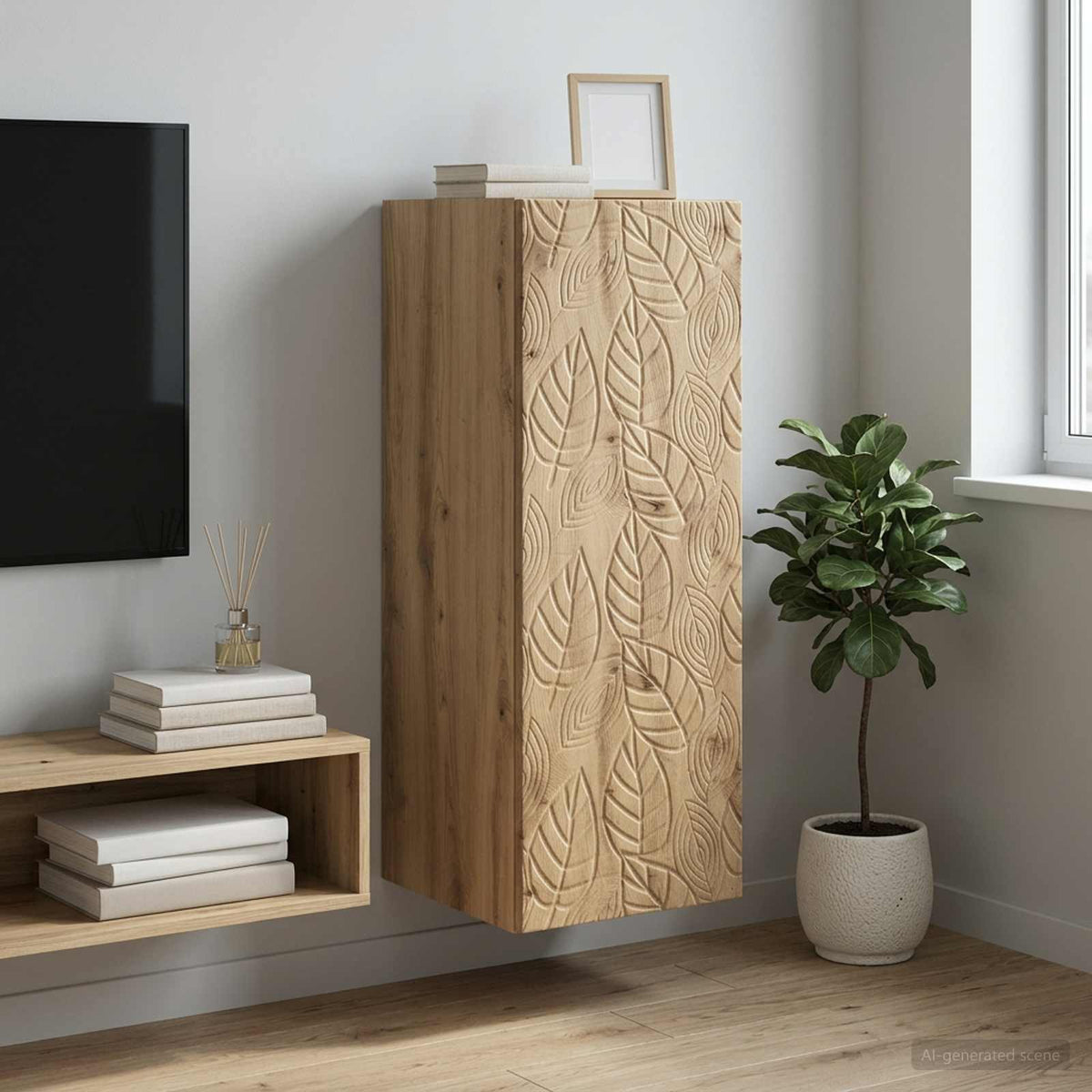 Wandschrank 33 x 34,5 x 90 cm Holzwerkstoff Artisan-Eiche