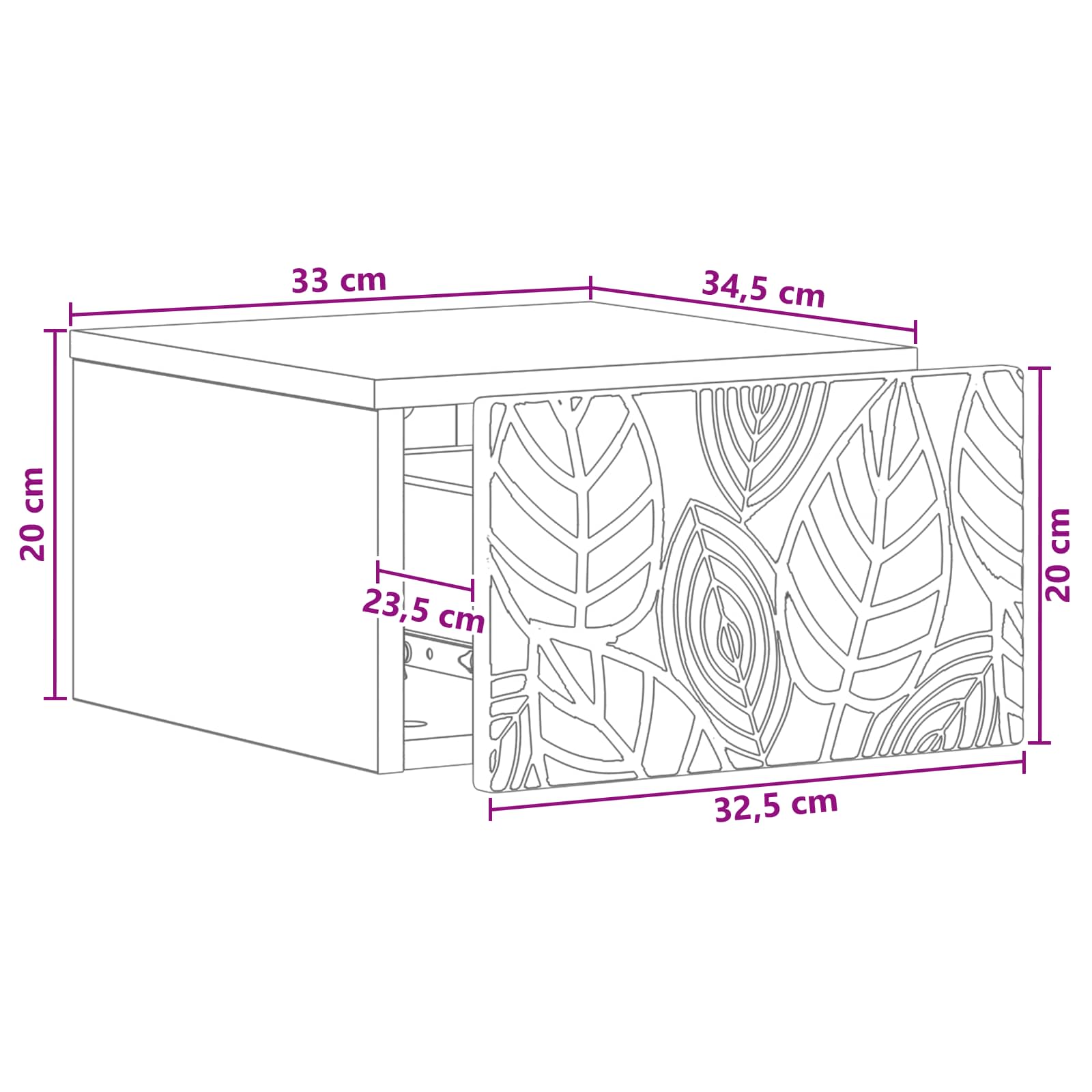 Wandmontierter Beistelltisch 2 stk. Schwarz 34,5 x 33 x 20 cm
