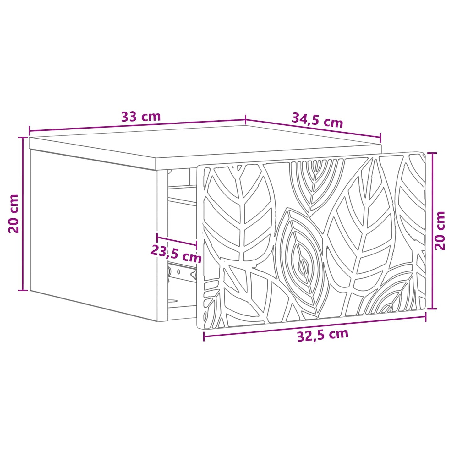 Wandmontierter Beistelltisch 2 stk. Betongrau 34,5 x 33 x 20 cm
