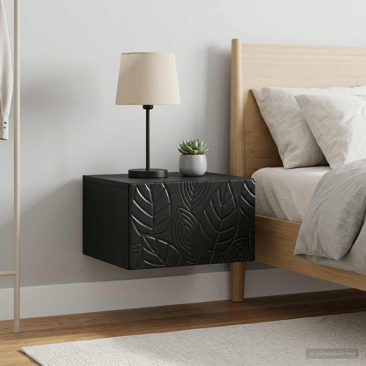 Wandmontierter Nachttisch 2 Stk. Schwarz 49 x 34,5 x 20 cm