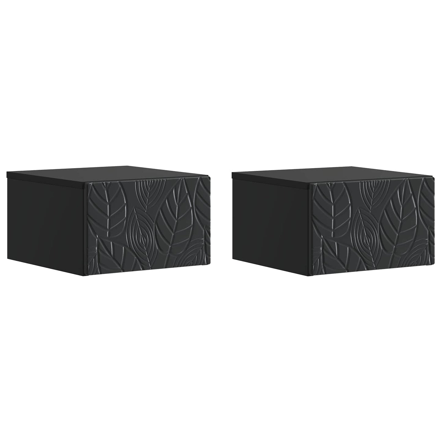 Wandmontierter Nachttisch 2 Stk. Schwarz 49 x 34,5 x 20 cm
