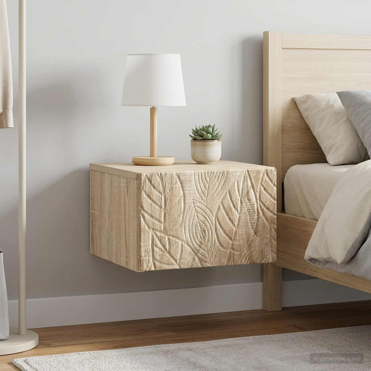 Wandmontierter Nachttisch 2 Stk. Sonoma-Eiche 49 x 34,5 x 20 cm