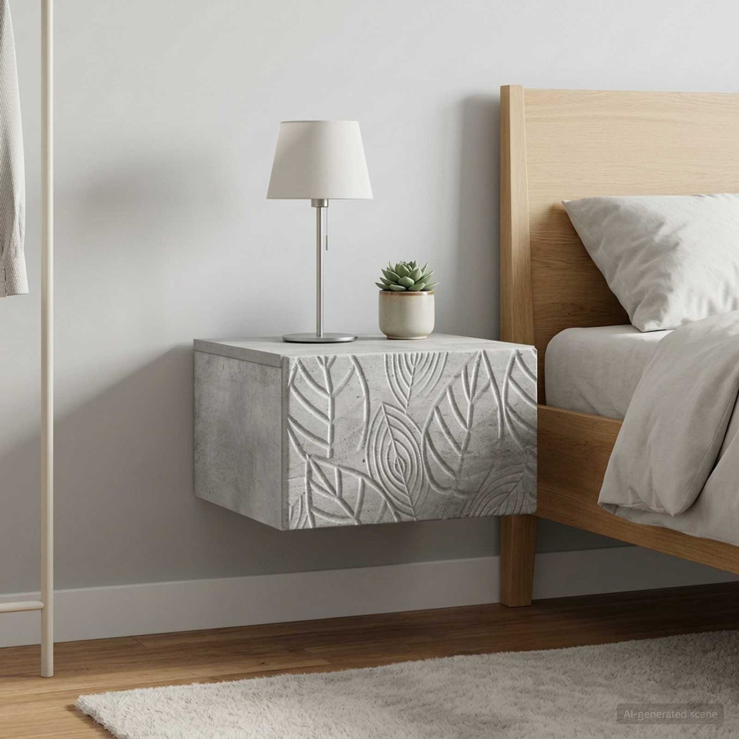 Wandmontierter Nachttisch 2 Stk. Betongrau 49 x 34,5 x 20 cm