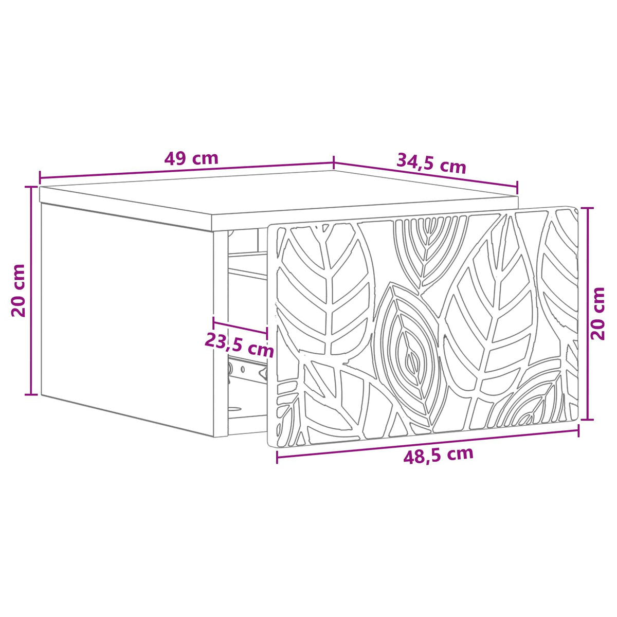 Wandmontierter Nachttisch 2 Stk. Betongrau 49 x 34,5 x 20 cm
