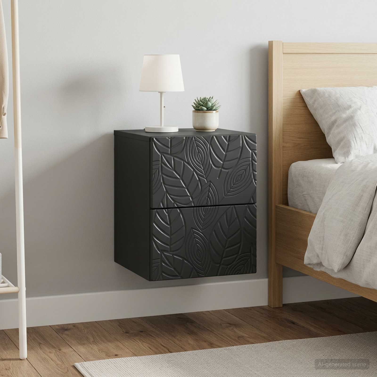 Wandmontierter Nachttisch 2 Stk. Schwarz 34,5 x 33 x 40 cm