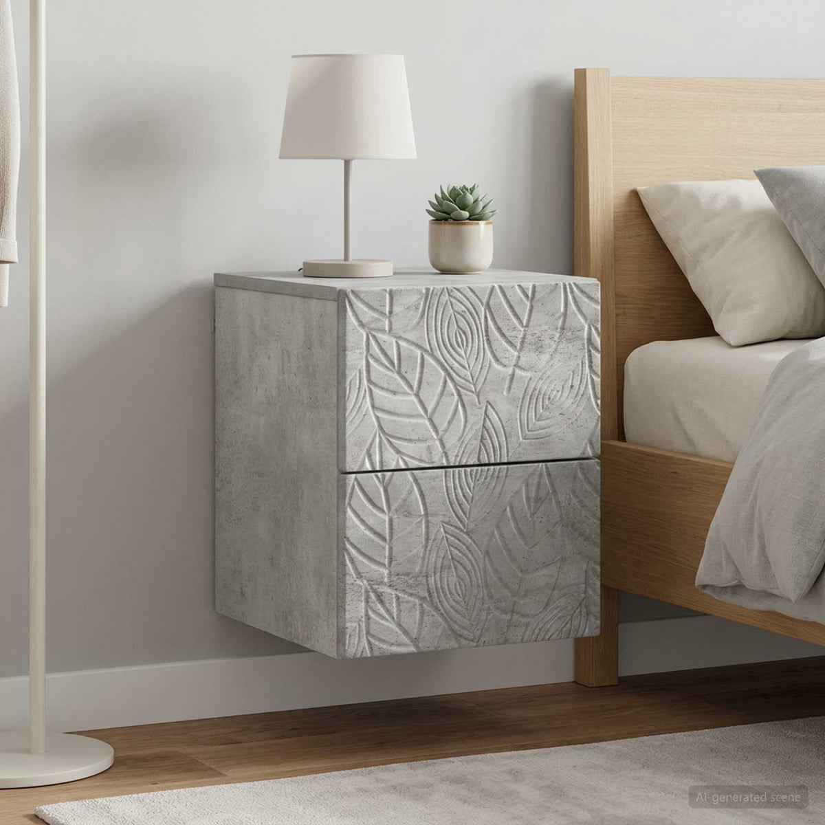 Wandmontierter Nachttisch 2 Stk. Betongrau 34,5 x 33 x 40 cm