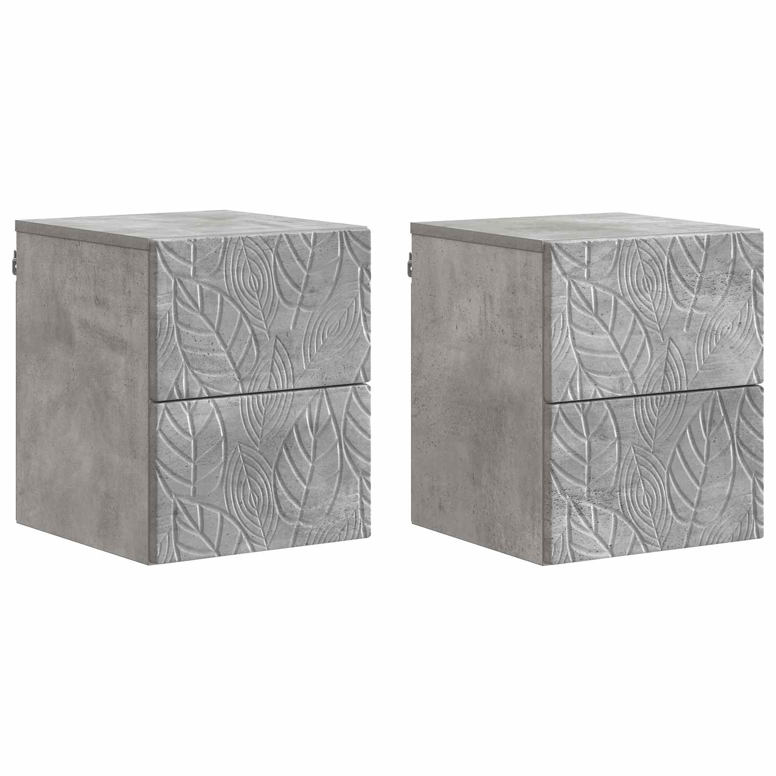 Wandmontierter Nachttisch 2 Stk. Betongrau 34,5 x 33 x 40 cm
