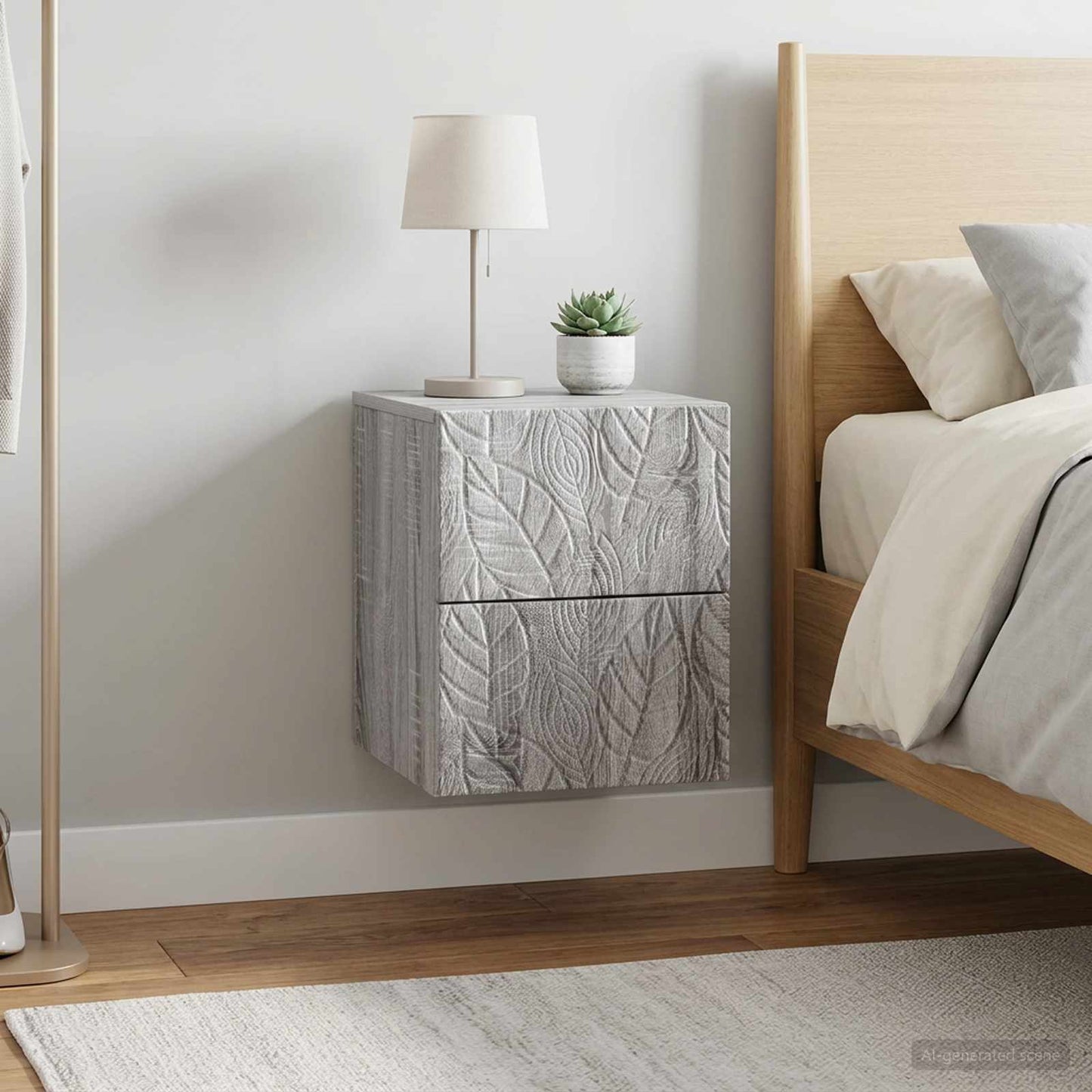 Wandmontierter Nachttisch 2 Stk. Sonoma-Grau 34,5 x 33 x 40 cm