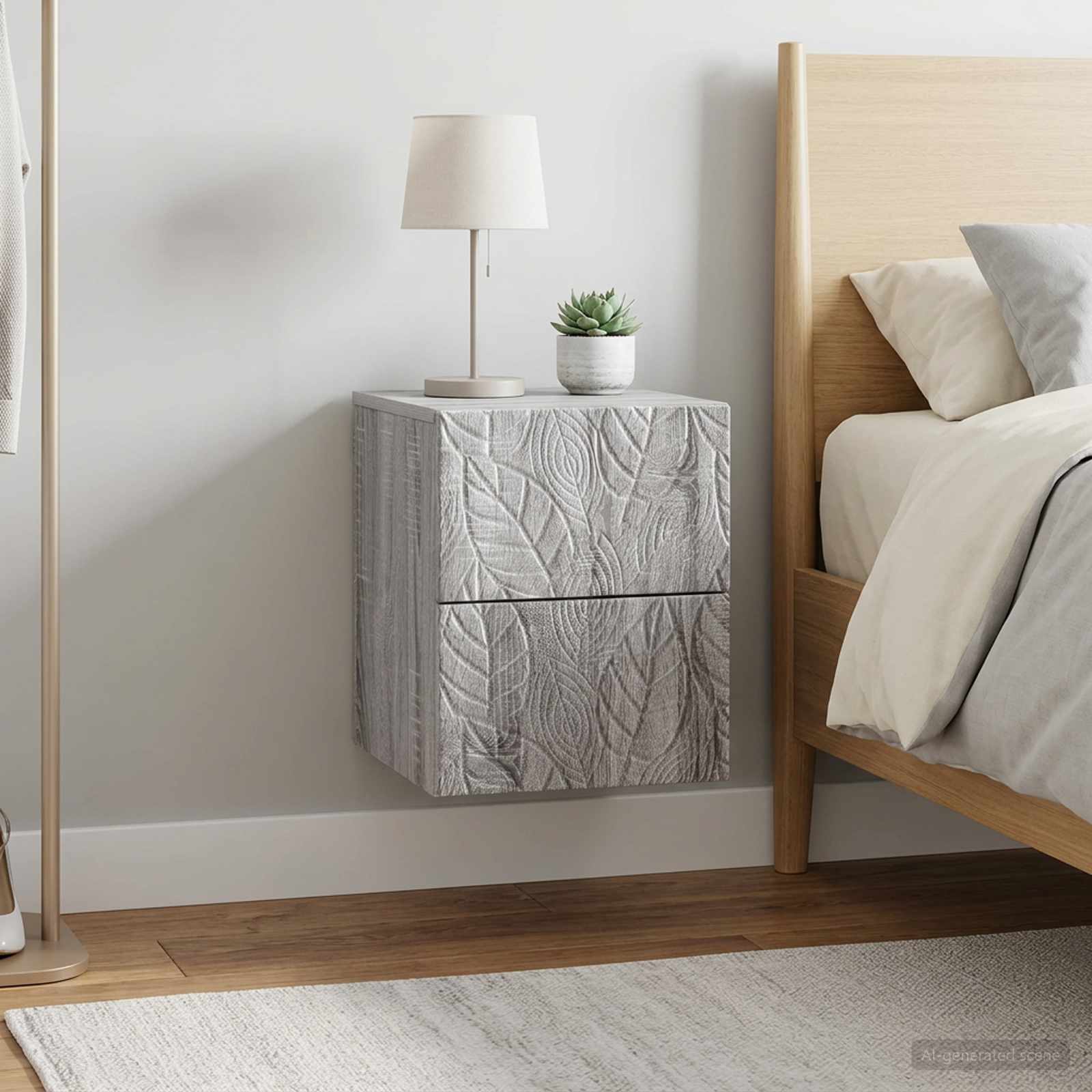 Wandmontierter Nachttisch 2 Stk. Sonoma-Grau 34,5 x 33 x 40 cm