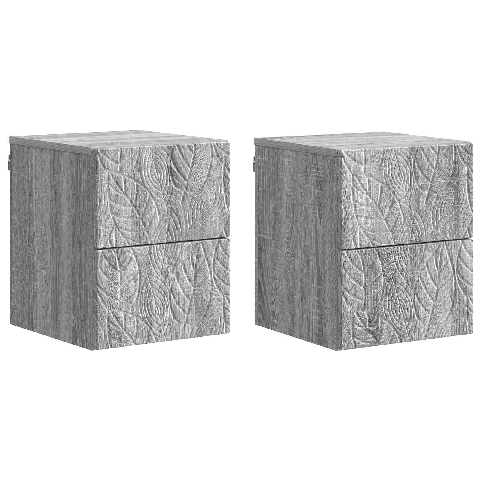Wandmontierter Nachttisch 2 Stk. Sonoma-Grau 34,5 x 33 x 40 cm