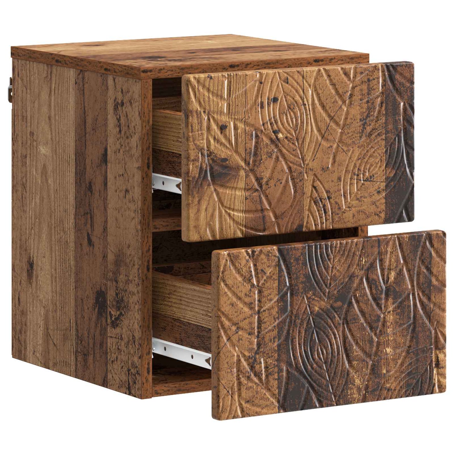 Wandmontierter Nachttisch 2 Stk. Altholz 34,5 x 33 x 40 cm