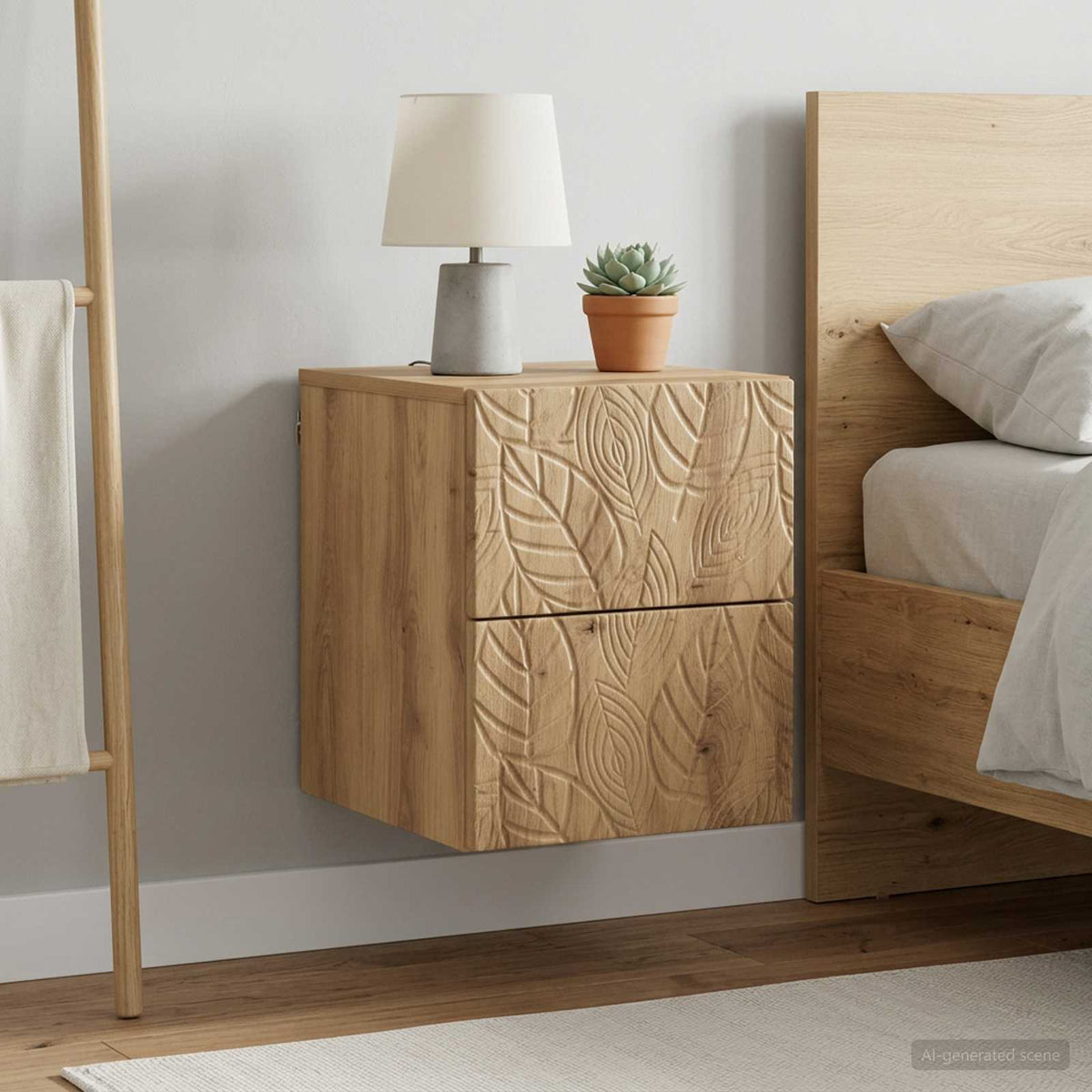 Wandmontierter Nachttisch 2 stk. Artisan-Eiche