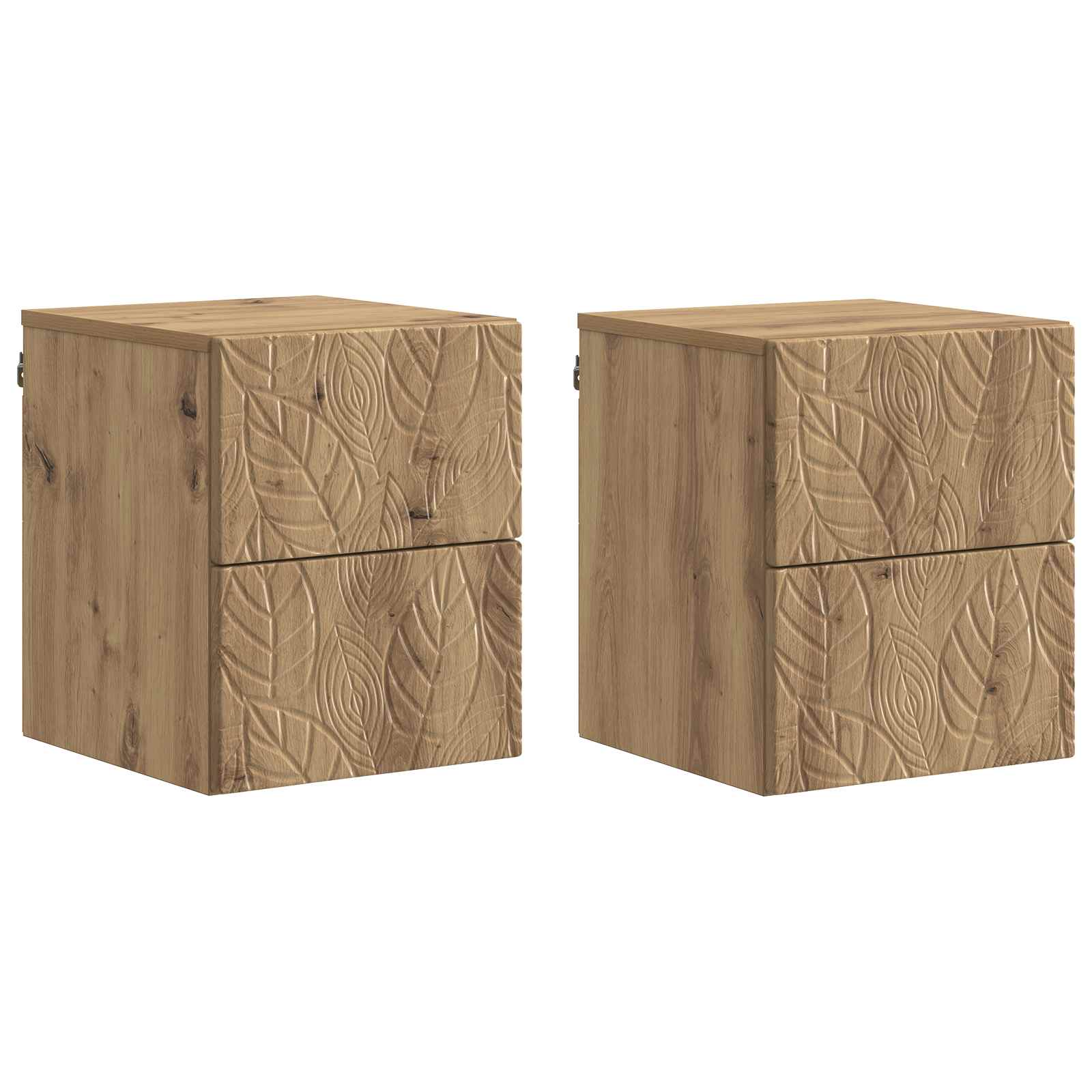 Wandmontierter Nachttisch 2 stk. Artisan-Eiche