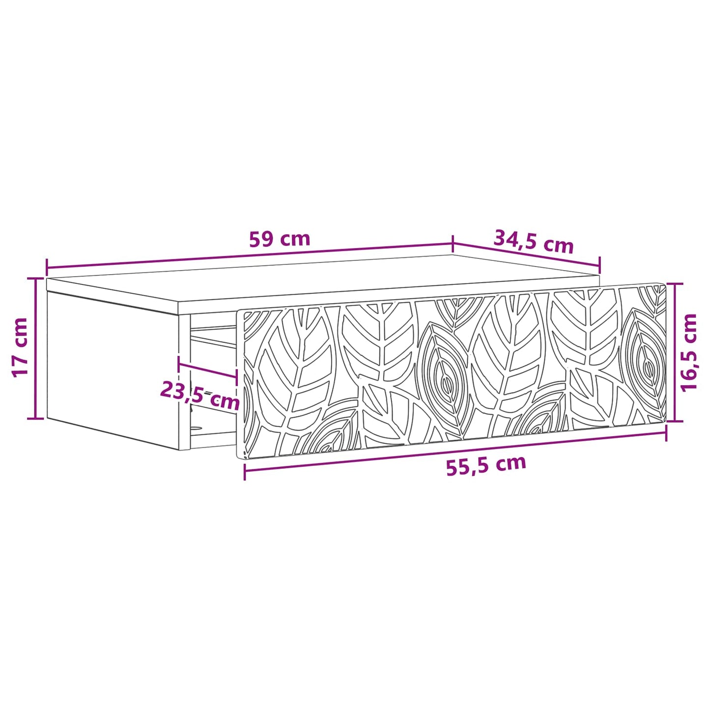 Wandmontierter Beistelltisch 59 x 34,5 x 17 cm Holzwerkstoff