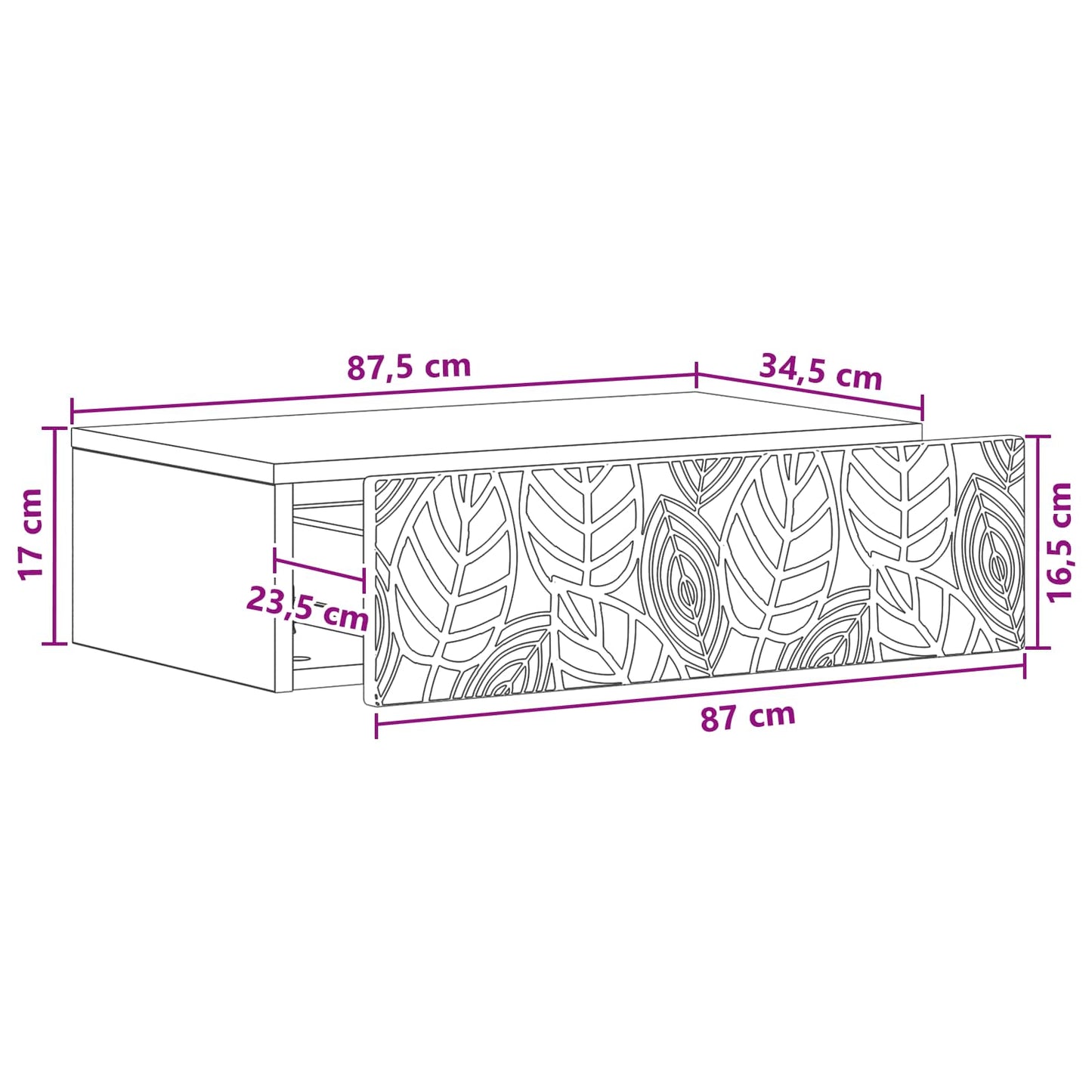 Wandmontierter Beistelltisch 87,5 x 34,5 x 17 cm Holzwerkstoff