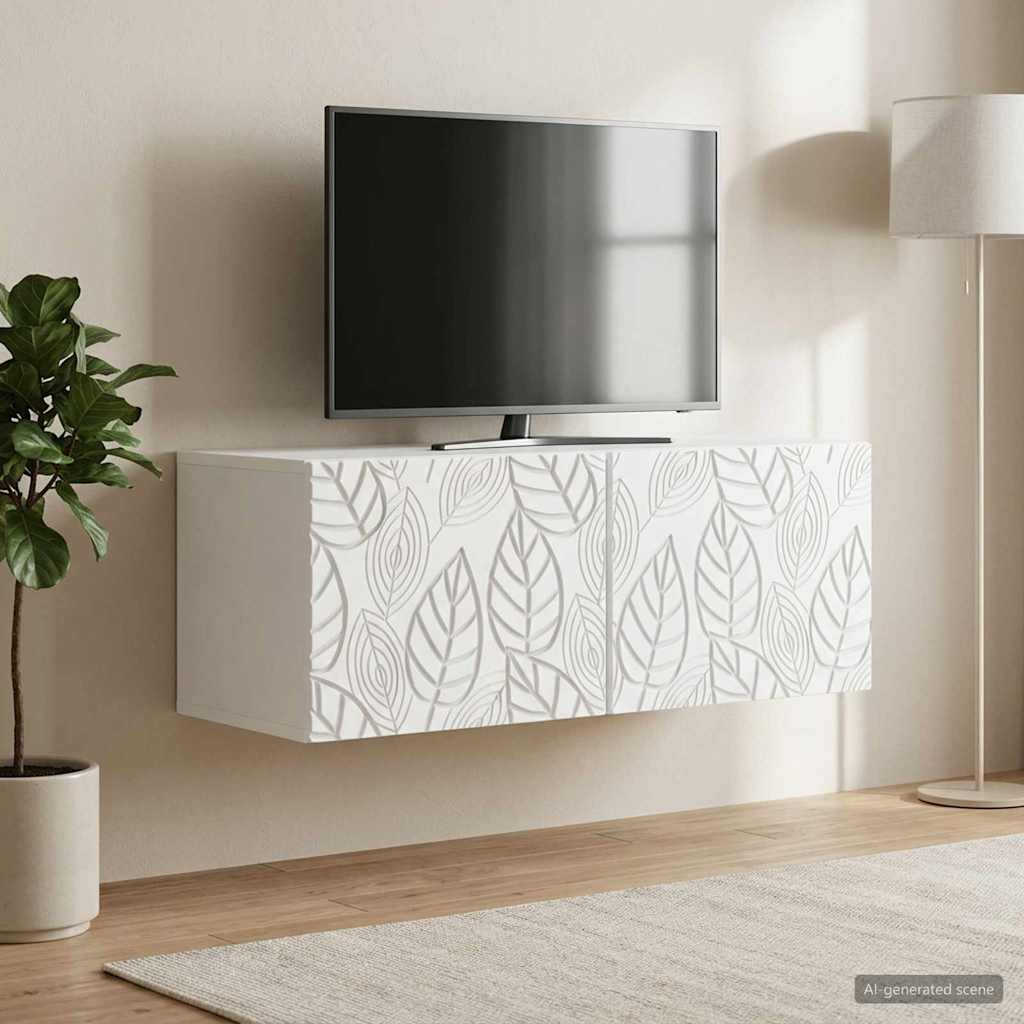 Wandmontierter TV-Schrank 59,5 x 41 x 30 cm Weiß Holzwerkstoff