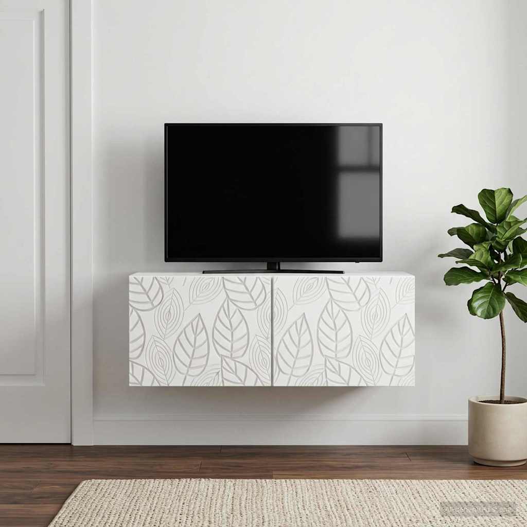 Wandmontierter TV-Schrank 59,5 x 41 x 30 cm Weiß Holzwerkstoff