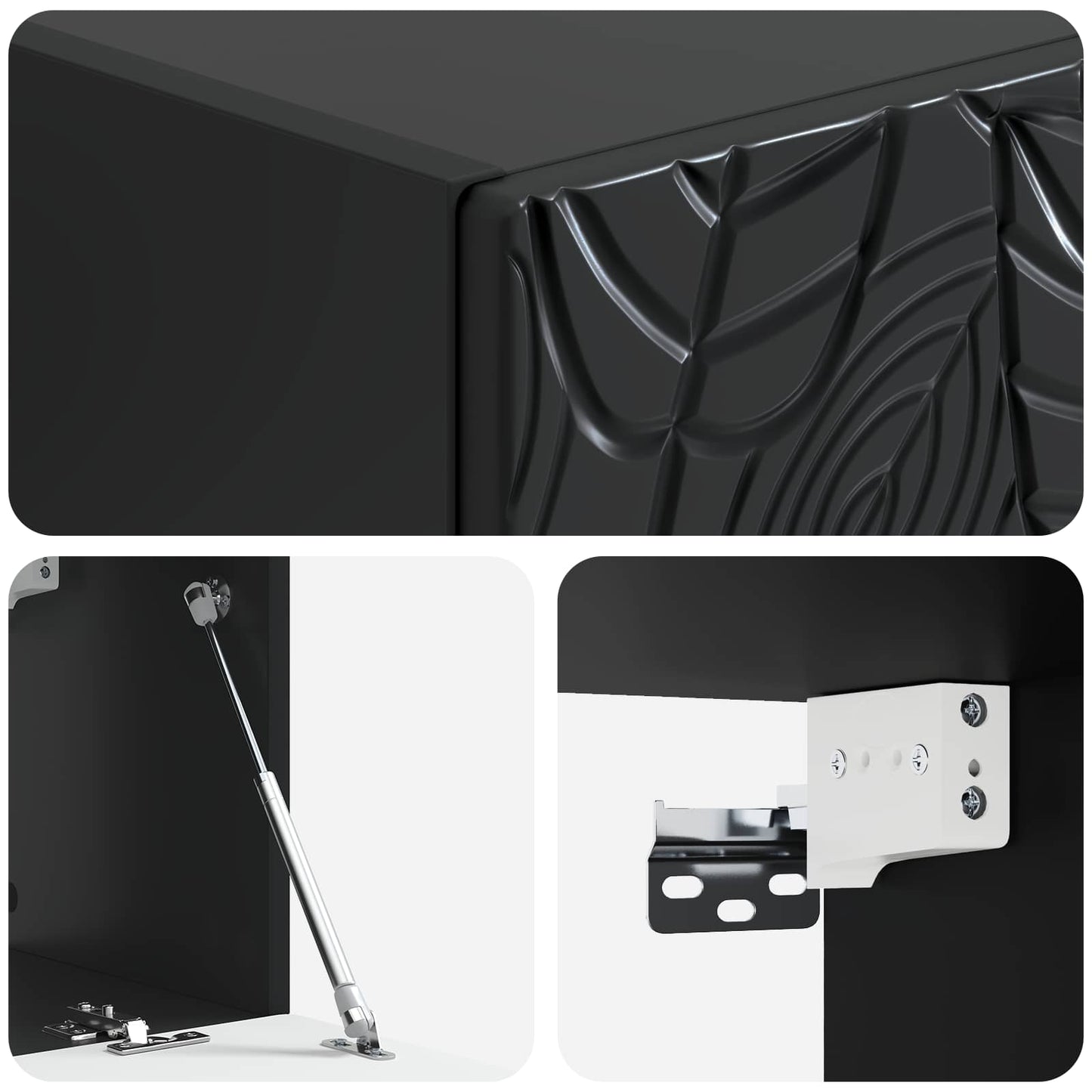 Wandmontierter TV-Schrank 59,5 x 41 x 30 cm Schwarz