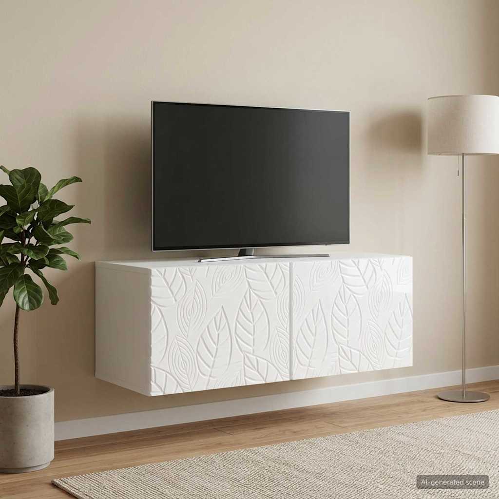 Wandmontierter TV-Schrank 59,5 x 41 x 30 cm Hochglanz Weiß