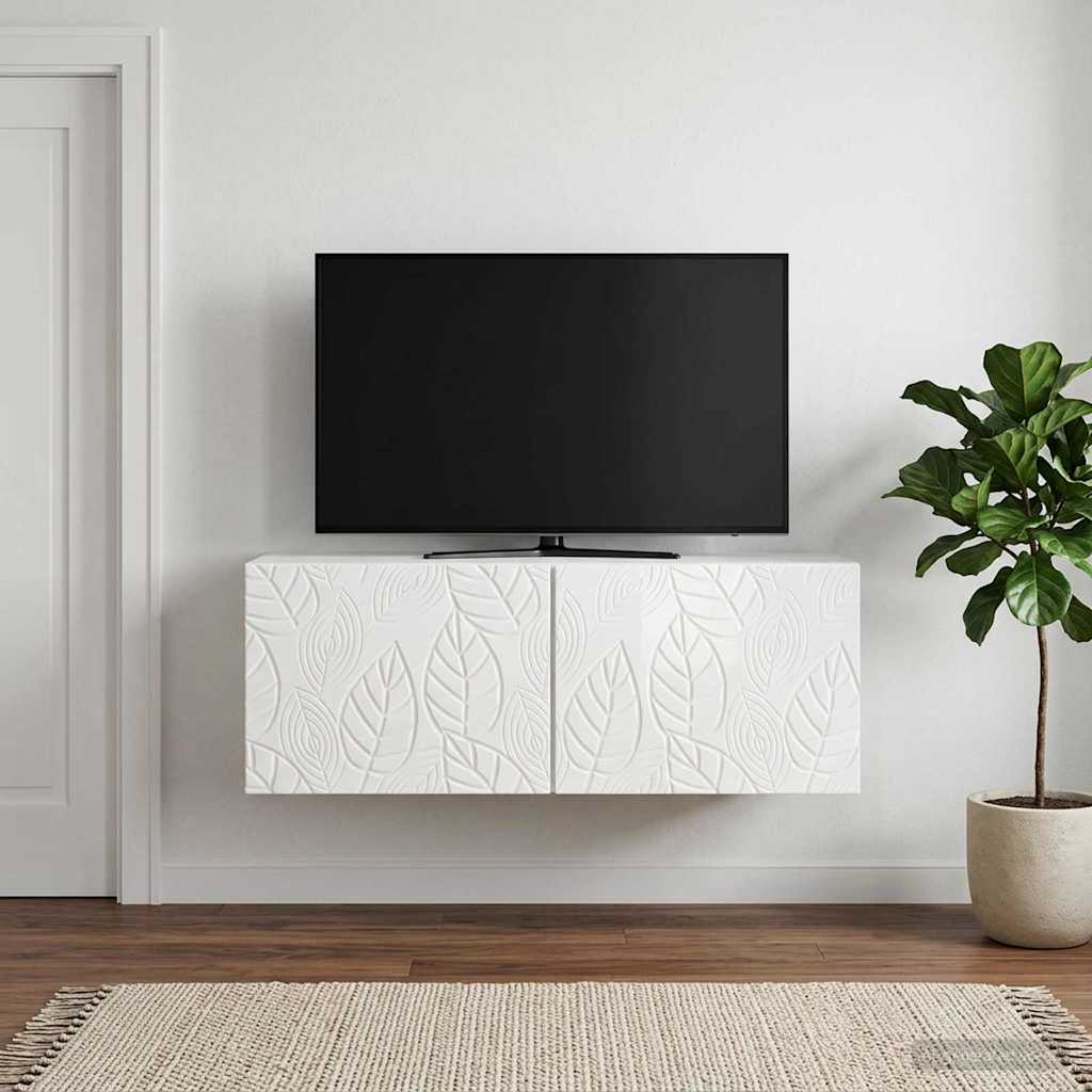 Wandmontierter TV-Schrank 59,5 x 41 x 30 cm Hochglanz Weiß
